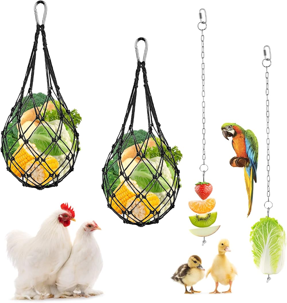 La Desire Chicken Veggies Skewer Vegetable Hanging Feeder Toy - 2 Skewers + 2