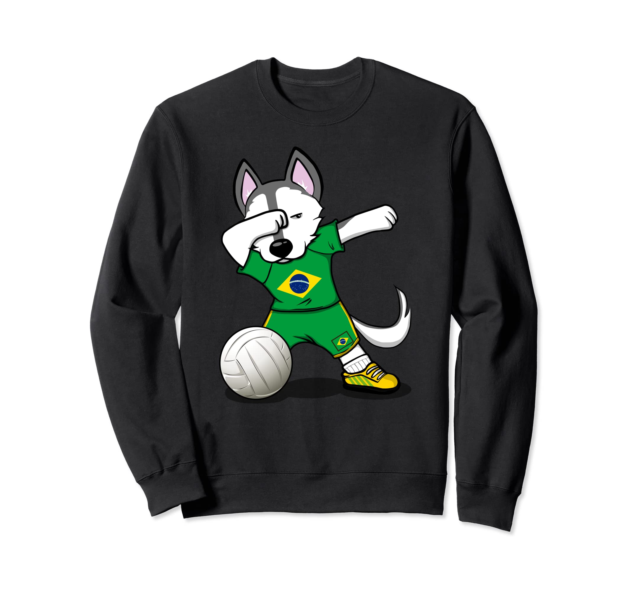 Dabbing Husky Brazil Volleyball Fans Jersey Brazilian Flag Sweatshirt