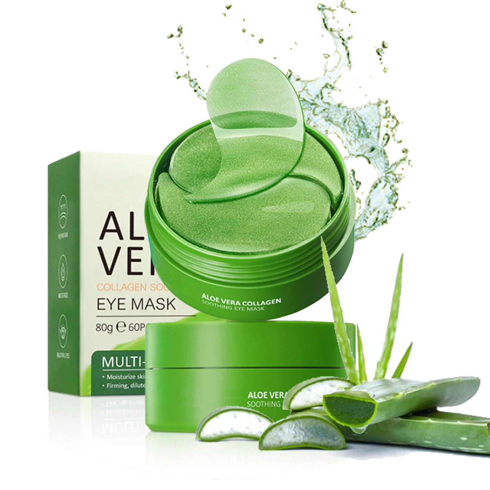 Aloe Vera Under Eye Gel Patches,Under Eye Patches,Under Eye Mask For Puffy Eyes,Eye Bags Remover,Moisturizing,Anti Aging,Anti Wrinkle,Dark Circles-Collagen Eye Patches 60pcs (ALOE VERA)