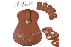 LGVOA Guitar Pick Case Holder – Personalized Creative Music Gift Soft Leather Picks Organizer with Keychain, Guitar Accessorie Kit for Musicians & Guitar Players -Initials C