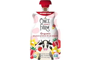 Once Upon a Farm A2/A2 Whole Milk Shake, Strawberry Creme Kids' Pouch, 4oz