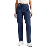 Rammus Straight Leg Jeans for Women Stretchy Pull on Sweatpant Jean Trendy Tummy Control High Waisted Denim Pants