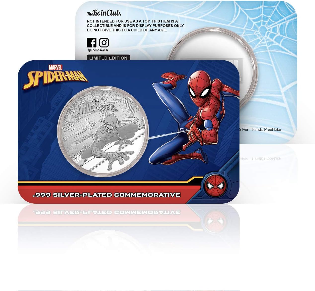 IMPACTO COLECCIONABLES Spiderman Marvel Official Commemorative Collectable Coin - Silver-Plated 32mm