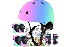 FOOKCIAN Kids Helmet Set Helmet with Knee Pad Elbow Pads Guards, Toddler Helmets for 3-5-8-14+ for Scooter Inline skatings Skateboard Helmet