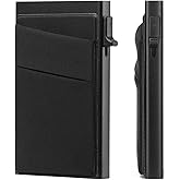 LOUEBICA Slim Smart Aluminum Card Holder Mens Wallet Minimalist Leather RFID Blocking Metal Pop Up Wallet