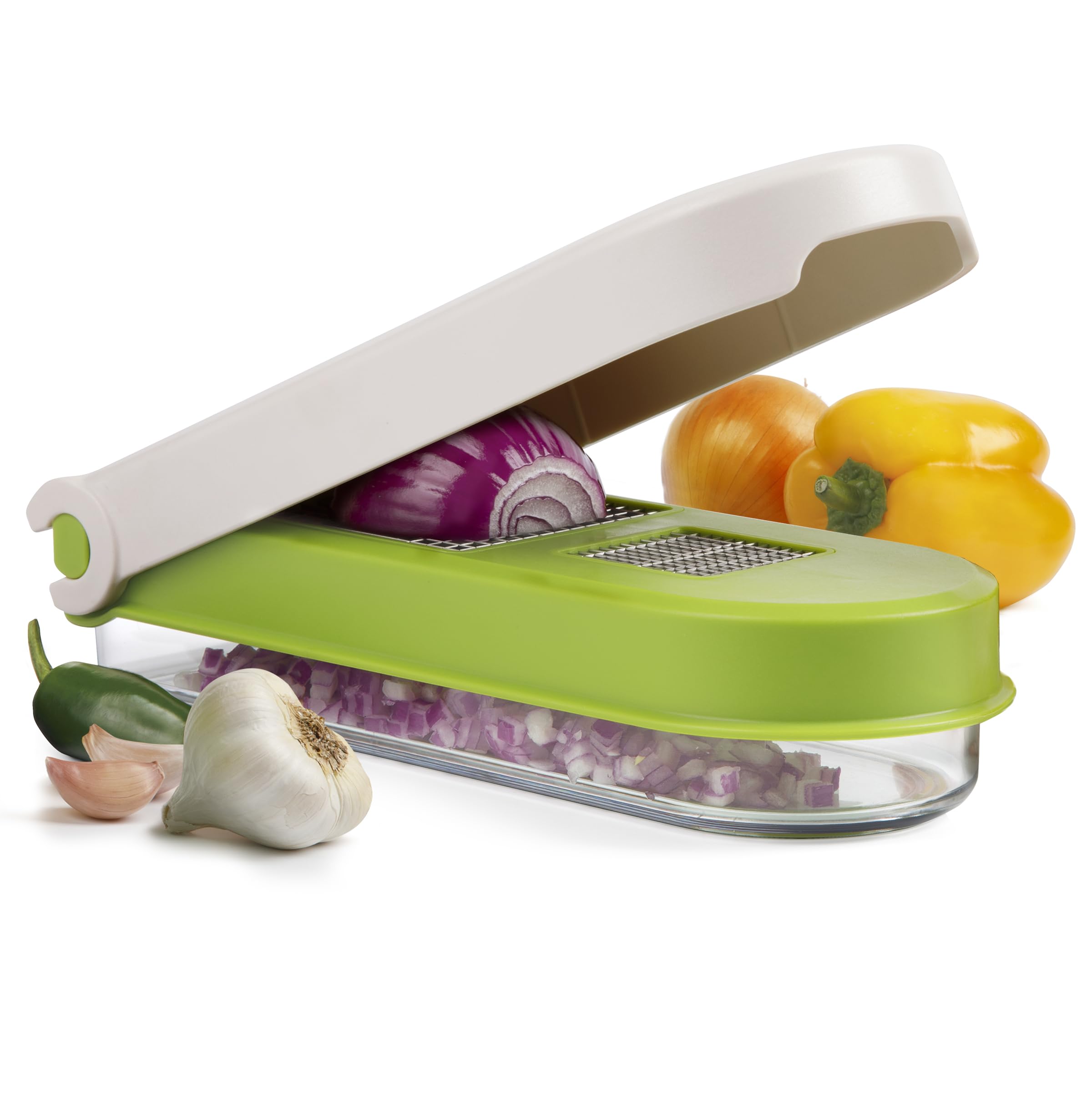 Photo 1 of PrepWorks Vegetable Chop & Mince – Multi-Use Manual Chopper for Quick Dicing, Chopping, and Mincing, Easy to Use, BPA-Free