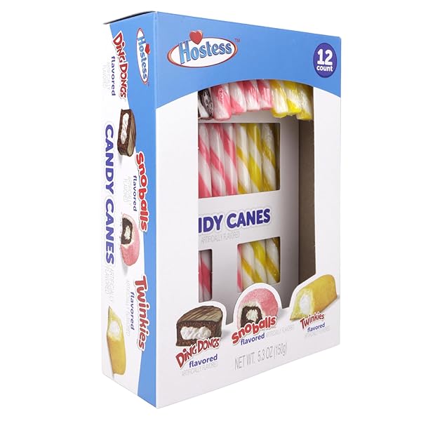 HOSTESS ASSORTED CANDY CANES – DING DONGS, SNOBALLS, AND TWINKIES FLAVORED CANDY CANES, 12 CT BOX, 5.3 OZ