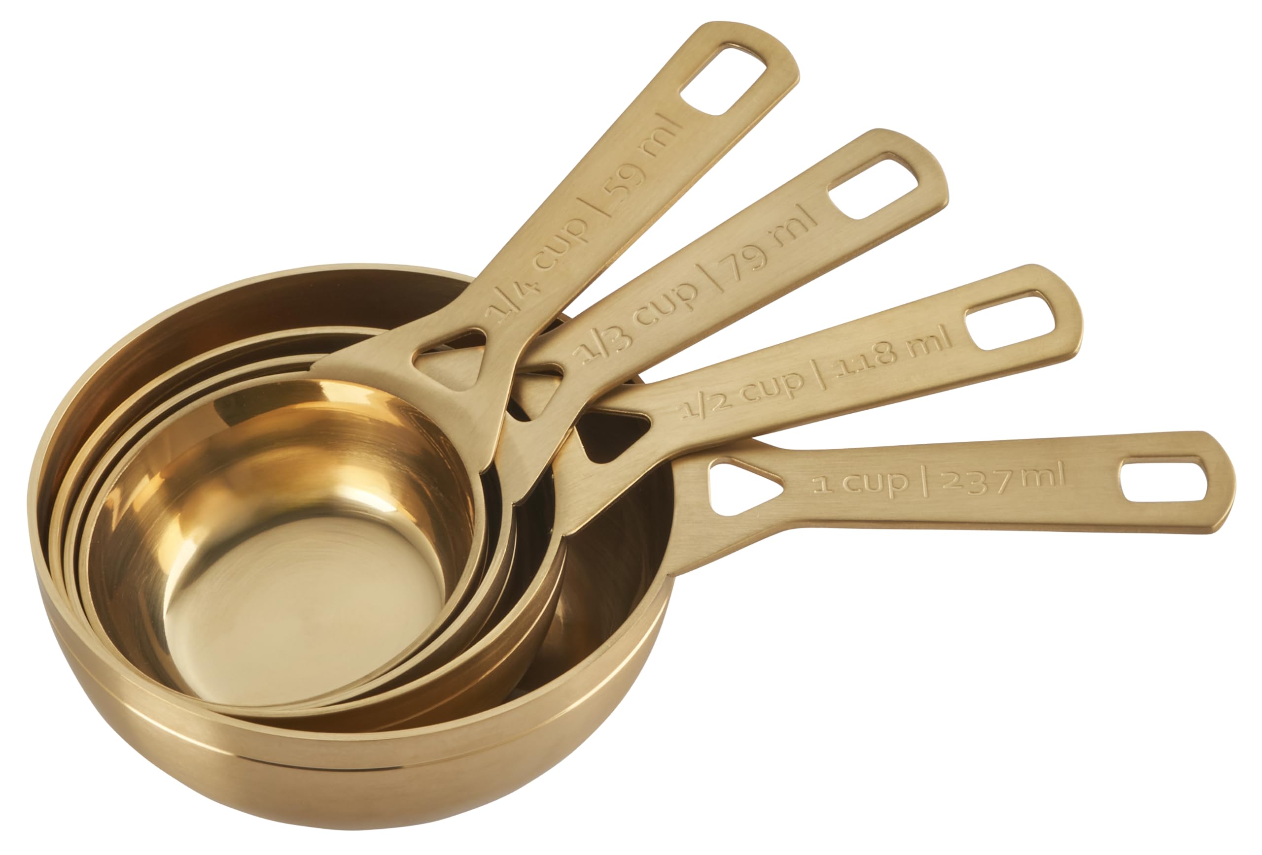 Photo 1 of Le Crueset Measuring Cups, Gold, Set of 4 (1,1/2,1/3,1/4 cups)