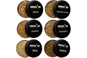 SMOKESHOW COCKTAIL SMOKER Wood Chips for Cocktail Smoker 4 oz tins. Apple, Hickory, Cherry, Bourbon Soaked Oak, Maple & Mesquite (6-Pack - All Wood Chips)
