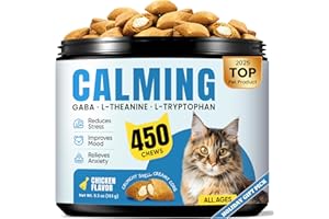 BUDDYCHEER Calming Cat Treats with GABA for Anxiety Relief - Calming Cat Chews Help Reduce Stress & Promote Relaxation, Melatonin for Cats for Grooming, Travel, Vet Visits & Separation Anxiety - Chicken Flavor