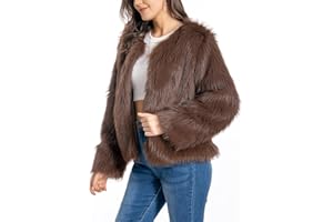 Fur Coats For Women, 2025 Plus Size Faux Fuzzy Jacket Fluffy Long Sleeve Winter Coat with Pockets.
