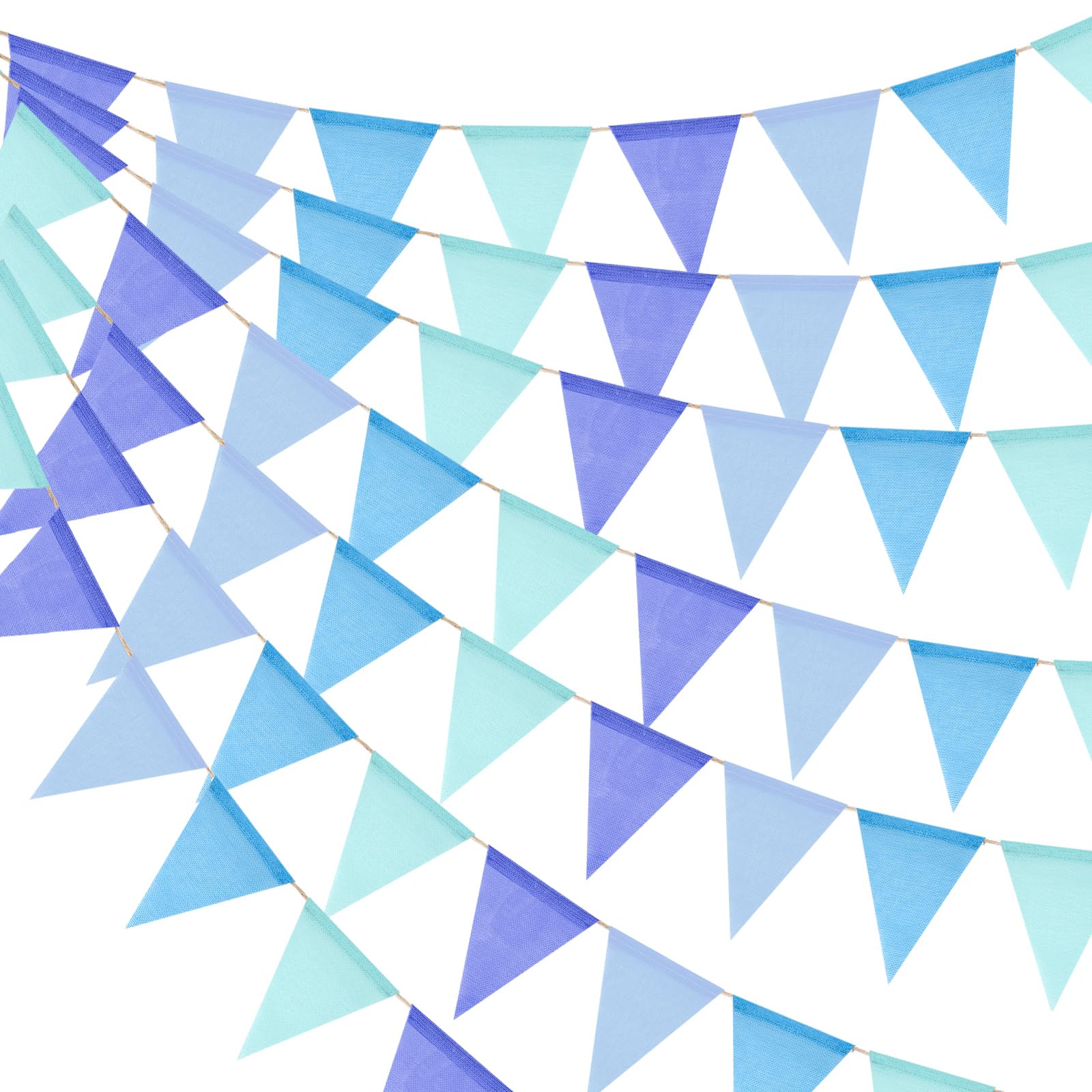 jijAcraft Pre-strung Blue Burlap Bunting: 60PCS Hessian Bunting 20M Garden Outdoor Banner Burlap Triangle Flags Jute Banner for Wedding, Birthday, Baby Shower, Wedding, Room, Garden Decorations