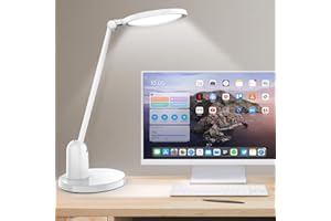 KITLOO Desk Lamps for Home Office with Stable Base, 1000LM Ultra Bright Eye-Caring Desk Light, 3000K-6000K Dimmable Table Lamp with Stepless Dimming & Timing Function for Work, Reading, Bedroom, Bedside
