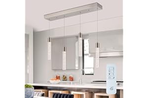 BESTWEST Pendant Light Kitchen Island with Remote Control & Dimmable, Modern Brushed Nickel Pendant Light Fixture for Dining Room 3000K/4000K/6000K