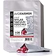 Avid Armor 6x8 Pack of 100 - Silver Vacuum Sealer Bags for Food - Heavy Duty Mylar Pouches, Pre-Cut 3-Sides Sealed for Long-Term Food Storage, BPA-Free, Perfect Chamber Vacuum Sealer Bags
