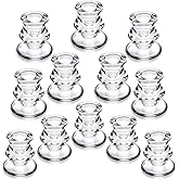 Loccmat 12 Pcs Candlestick Holders Bulk,Clear Taper Candle Holders,Thick Glass Candle Holders for Table Centerpiece,Wedding,Festival Decoration,Party