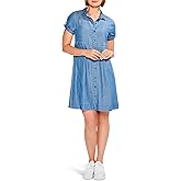 NIC+Zoe Womens Drapey Denim Shirt Dress