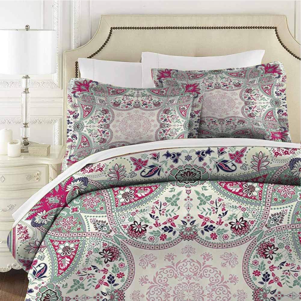 Amazon Com Dimica Bedding 3 Piece Twin Bed Sheets Set Comforter Set Bed Microfiber Duvet Cover Set Magenta Pink Teal Navy Blue Cream With For Any Bed Room Or Guest Room Home Kitchen