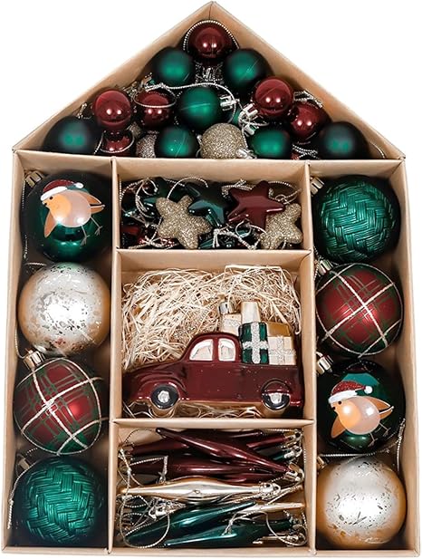 Amazon Co Jp クリスマス 飾り クリスマス 装飾品 クリスマスボールギフトパック複数の色のボールをぶら下げてクリスマスツリーの装飾の70個 Color E ホーム キッチン