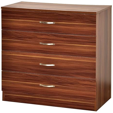 Vida Designs Walnut Chest Of Drawers 4 Drawer With Metal Handles