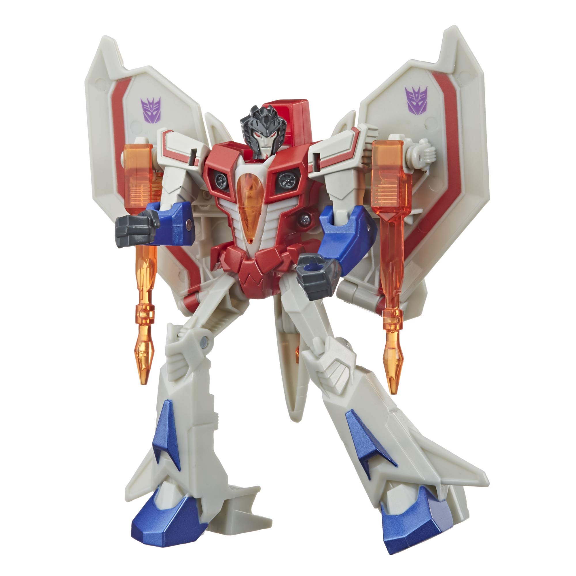 Hasbro Transformers Bumblebee Cyberverse Adventures Action Attackers Warrior Class Starscream Action Figure, Starseeker Missile Move, 5.4-inch,Blue,grey,red