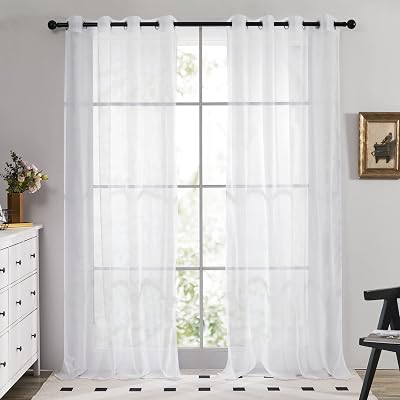 Deconovo White Sheer Curtains 2 Panels Eyelet 140x90 cm Voile Polyester