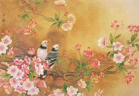 Papier Peint Dartiste Traditionnel Chinois Les Fleurs De