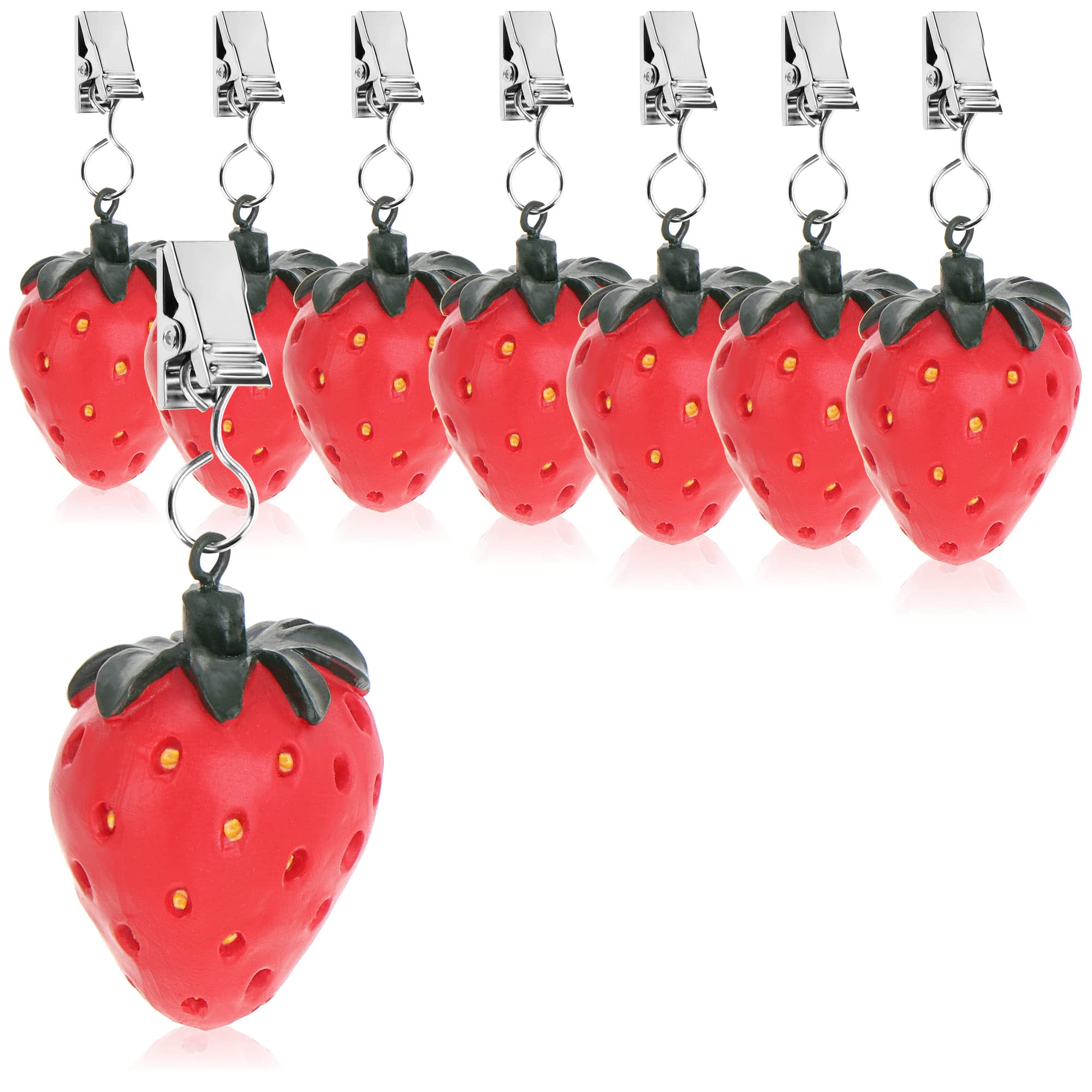 com-four® 8x Tablecloth Weights - Weatherproof with Clip - Strawberry Design - Approx. 40g Each (8 Pieces)