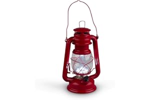 Gerson 9.5-Inch Red Metal 15 LED Hurricane Lantern with Dimmer Switch