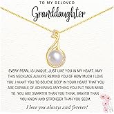 Granddaughter Necklace - Granddaughter Gifts from Grandma Grandpa, Granddaughter Necklace, Granddaughter Birthday Gifts, Granddaughter Inspirational Motivational Gift, Natural Pearl Swan Necklace