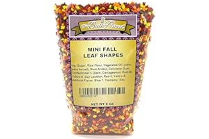 THE BULK-PRICED FOOD SHOPPE Mini Fall Leaf Shaped Sprinkles, Mixed Fall Colors, Bulk Size (8 OZ. Resealable Zip Lock Stand Up Bag)