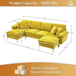 Wrofly U-Shaped Sectional Sofa Couch, 114" Comfy