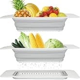 Rictine Collapsible Colander Silicone Kitchen Strainer, Over The Sink Strainer Basket for Wash Vegetables and Fruits, Drain Cooked Pasta and Dry Dishes, New Kitchen Essentials - Gray