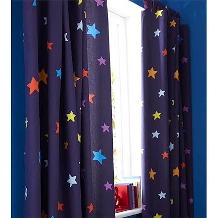 Just Contempo Kids Space Tab Top Curtains Blue 66x72 Inches
