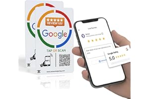 Google Review Tap Card & QR Code Sign – Reusable NFC, No App or Subscription, iPhone & Android Compatible – Acrylic Counter D