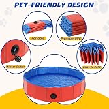 DASBET Foldable Dog Pool 80x20cm PVC Paddling Pool Collapsible Red view 4