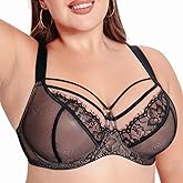 MissCurvaty Minimizer Bras for Women Balconette Full Coerage Plus Size Underwire Lace Bras