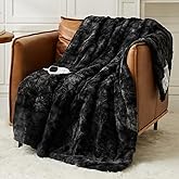 Homemate Electric Heated Blanket Twin Size - 62"x84" Heating Blanket Twin Size 1/2/4/6/8 Hours Auto-Off 10 Heat Level Over-Heat Protection Luxury Faux Fur Sherpa ETL Certification