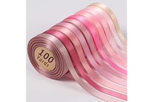 LaRibbons 3/8 Inch 100 Yard Satin Ribbon for Crafts,10 Yd/Roll 10 Rolls Pink Double Faced Satin Ribbon Pack for Gift,Wedding Party Decoration