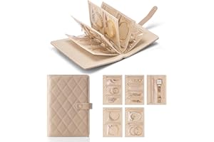 Vlando Travel Jewelry Organizer Case, Foldable Jewelry Bags Jewelry Storage Book Ring Binder with Clear Zipper Velvet Pouch B