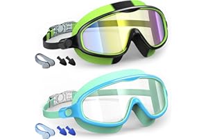 VegoVia Kids Swim Goggles 2 Pack, Anti-Fog UV Protection Wide View Swimming Goggles for kids 3-15 Youth Boys Girls Toddler