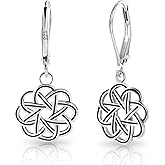 LANCHARMED 925 Sterling Silver Dangle Drop Earrings for Women girls, 14K Gold Trendy Celtic Knot Leverback Dangle Earrings, Lightweight Hypoallergenic Jewelry