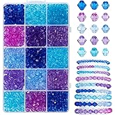 PH PandaHall 1575PCS Blue Series Crystal Beads, 4mm 6mm 8mm Faceted Acrylic Bicone Bracelet Beads for Bracelets Necklaces Suncatcher Keychain Earring Jewelry Making