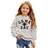 IZYJOY Football Game Day Sweatshirt Girl Boy Embroidered Football Pullover Long Sleeve Shirt Kids Sport Fans Outfit