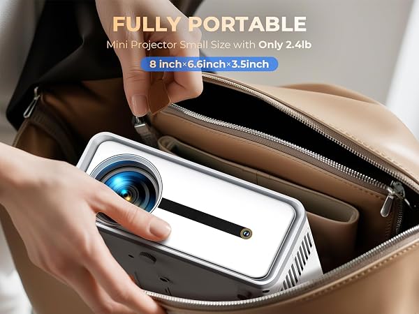 GENERIC MINI PROJECTOR WITH WIFI AND BLUETOOTH, HOME MOVIE PROJECTOR, PORTABLE OUTDOOR PROJECTOR COMPATIBLE WITH DISPLAY + ZOOM, WHITE