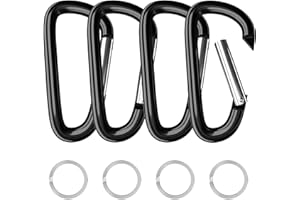 sprookber 4" & 5" Extra Large Aluminum Carabiner D Ring, Caribeener Clips, Spring Snap Hook for Keychain Clip, Set of 4