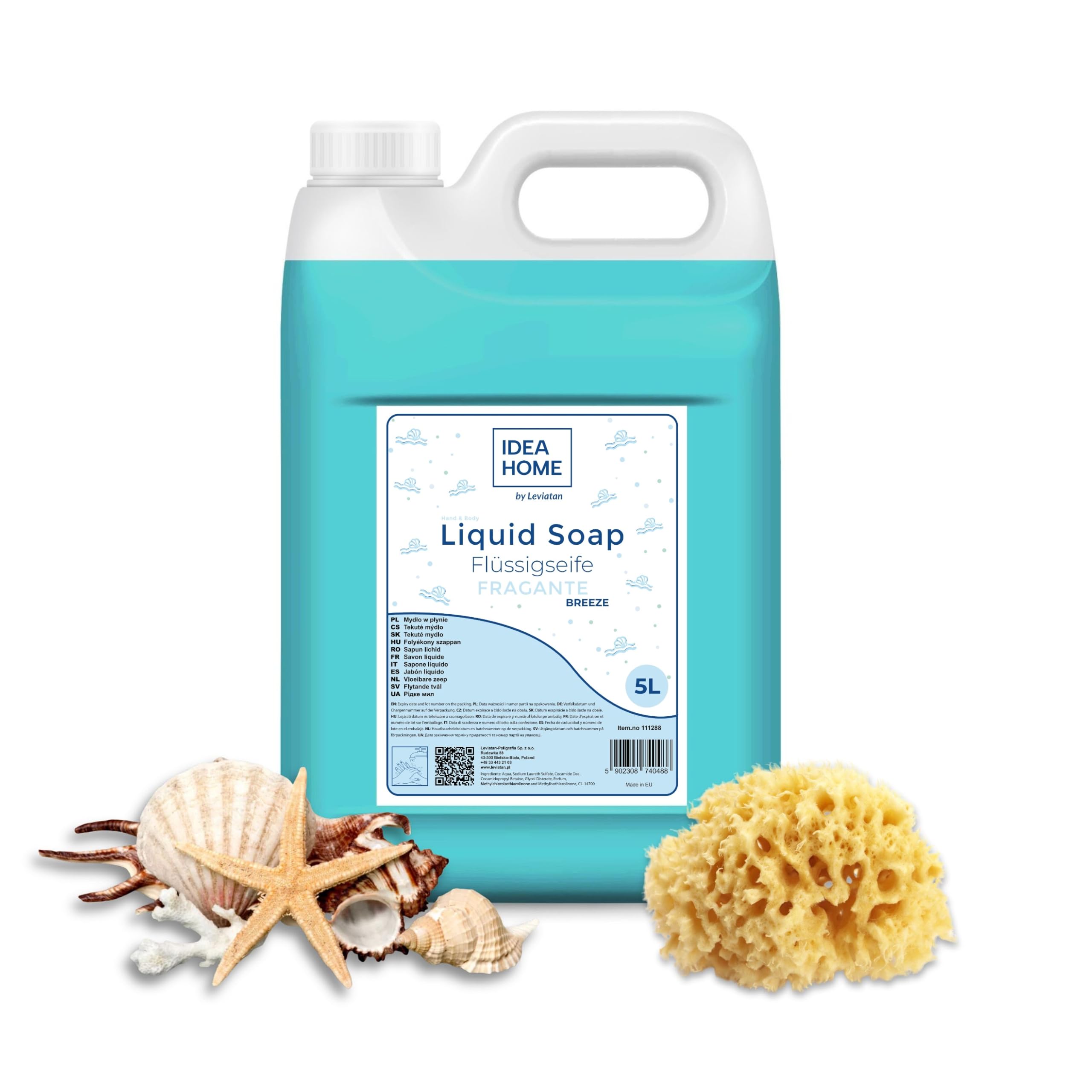 IDEA HOME FRAGANTE Hand Soap Liquid 5L - Soap Canister for All Skin Types - Good Foaming - Cream Soap Rich in Vitamins and Minerals - BREEZE