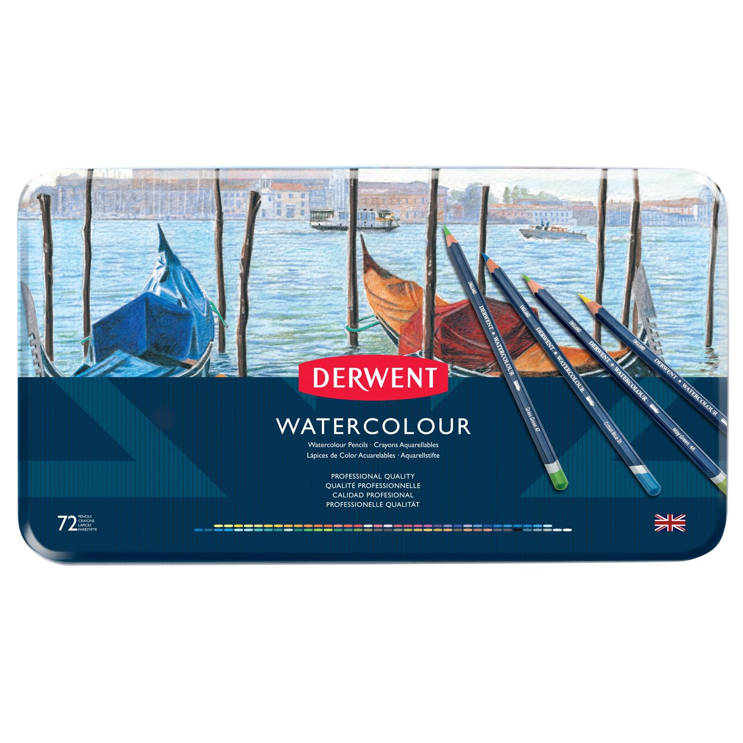 Derwent Colored Pencils, WaterColour, Water Color Pencils, Drawing, Art, Metal Tin, 72 Count (32889)