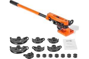 VEVOR Pipe Tube Bender, 3/8" to 1" OD Manual Pipe Tube Bender with 7 Bending Dies, 180° Copper Aluminum Pipes Bending Tools for HVAC Air Conditioning Refrigerator Auto Repair