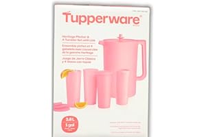 Tupperware Heritage Pitcher and 4-Tumbler Set with Lids-Pink
